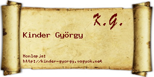 Kinder György névjegykártya